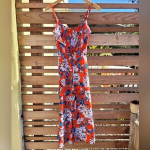 Ali & Jay Orange Floral Smocked Jumpsuit - Size Small